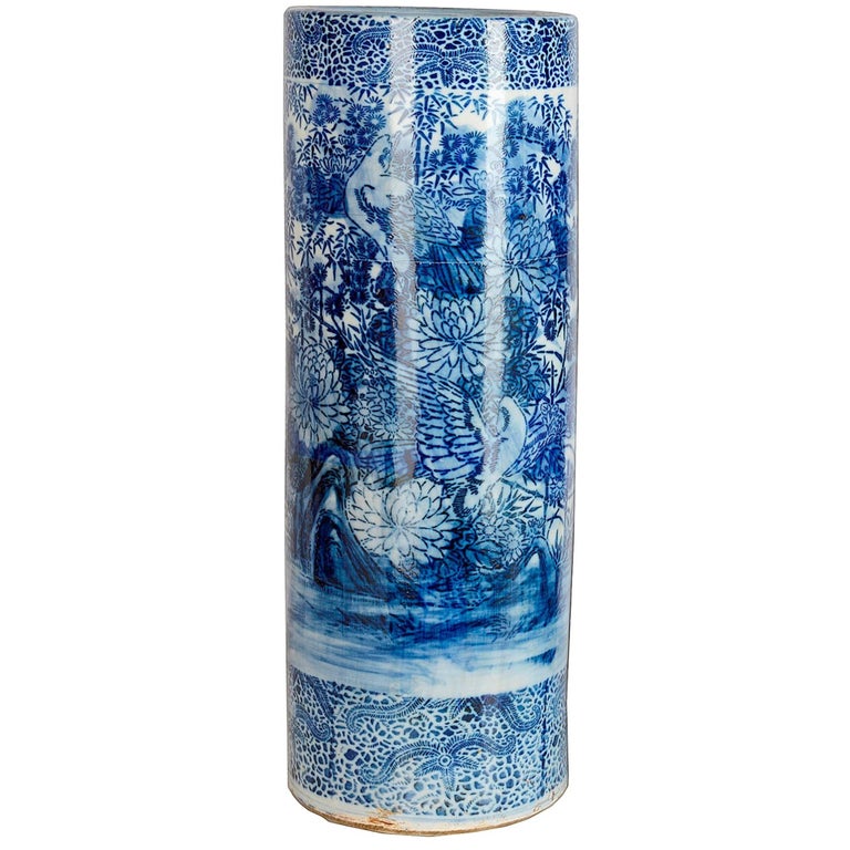 Anese Blue And White Umbrella Stand For At 1stdibs Anese Blue And White Umbrella Stand For