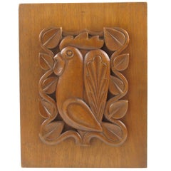 1950s Mid-Century Modern Wooden Wall Art Sculpture Panel Rooster Design