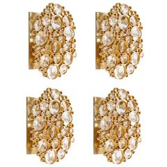 Huge Palwa Set of Gilded Jewel Crystal Sconces