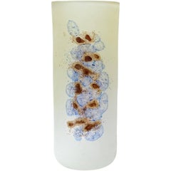 Barbini Murano Abstract Design Scavo Texture Italian Art Glass Flower Vase