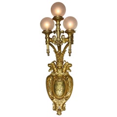 French Belle Époque 19th/20th Century Gilt-Bronze Three-Light Wall Light, Sconce