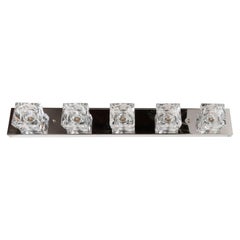 Mid-Century Modern Five-Light Cube Glass and Chrome Vanity Light by Sciolari