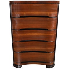 Blonde Art Deco Mahogany Dresser With Mirror For At 1stdibs Art Deco Machine Age Bookmatched Mahogany Black Lacquer Streamlined High Chest