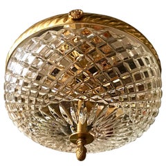 French Bronze and Cut-Glass Semi Flush Fixture