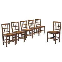 Set of Six George III Period Oak Chairs 9