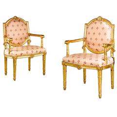 Pair of Italian 19th Century Elbow Chairs 5