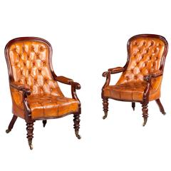 Good Pair of Regency Period Library Armchairs by Robert Strahan