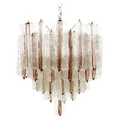 Large Pink and White Venini Murano Chandelier by Toni Zuccheri, 1960s 12