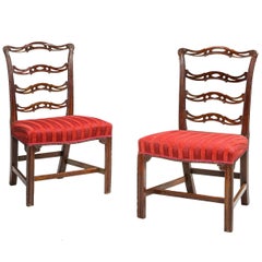 Pair of Chippendale Period Ladderback Side Chairs