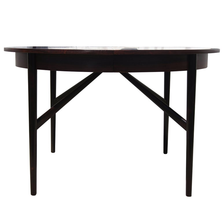 Danish Modern Round Rosewood Dining Table With Extension For At Danish Modern Round Rosewood Dining Table With Extension For