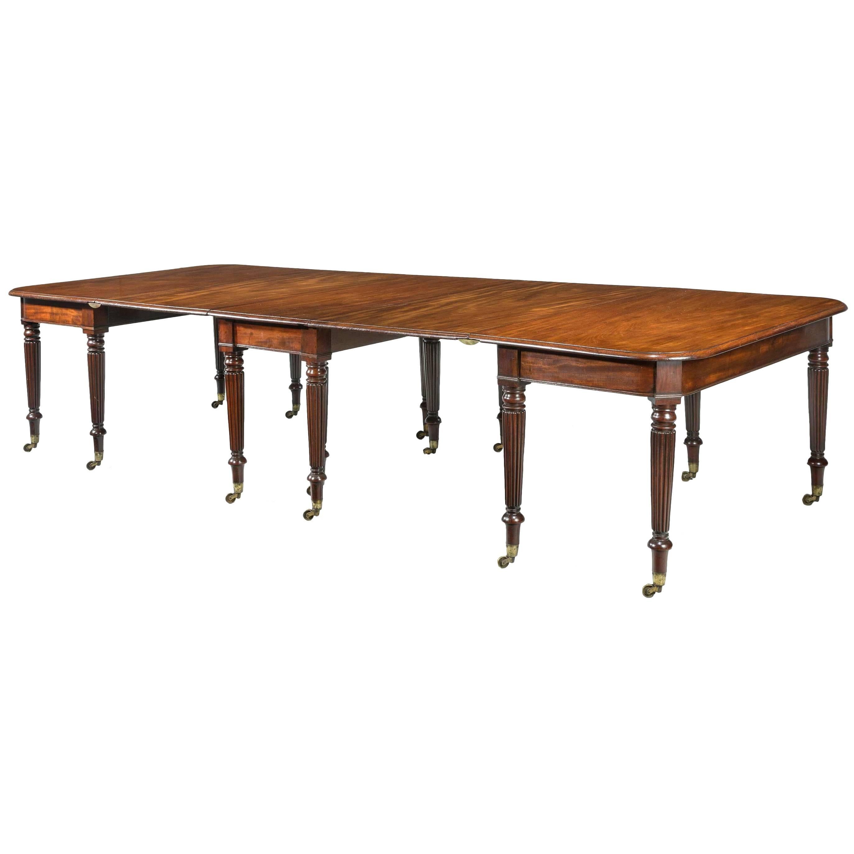 Regency Period Three-Part Mahogany Dining Table For Sale