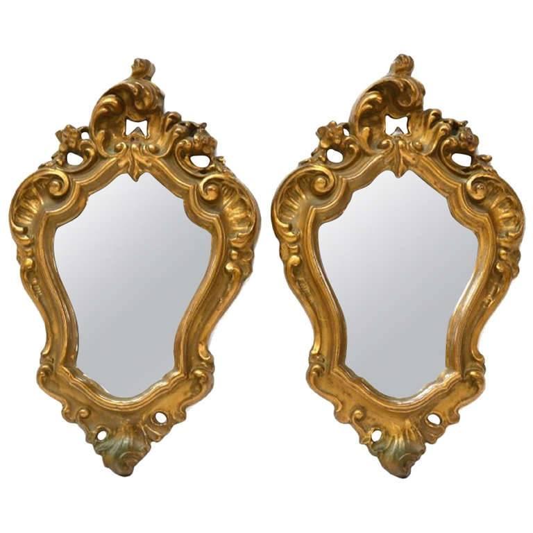 Early 20th Century Pair of Italian Louis XV Style Giltwood Mirrors