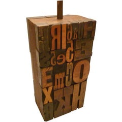 Retro Great 1960s Print Block Letters Collage Table Lamp