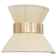 Tiffany Contemporary Wall Sconce Ivory Silk, Brass, Silvered Glass