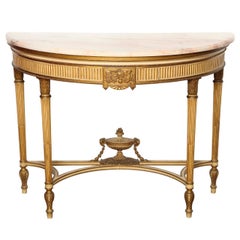 French, Louis XVI Style Demilune Console 4