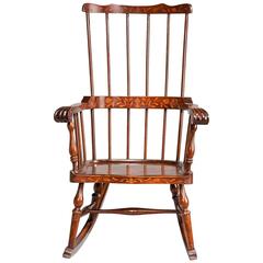 Antique 19th Century Dutch Marquetry Rocking Chair