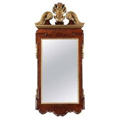 Magnificent George II Parcel Gilt and Burr Walnut Mirror 1