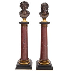 Grand Tour Busts of Dionysus and Antinous, Paris, Dated 1867
