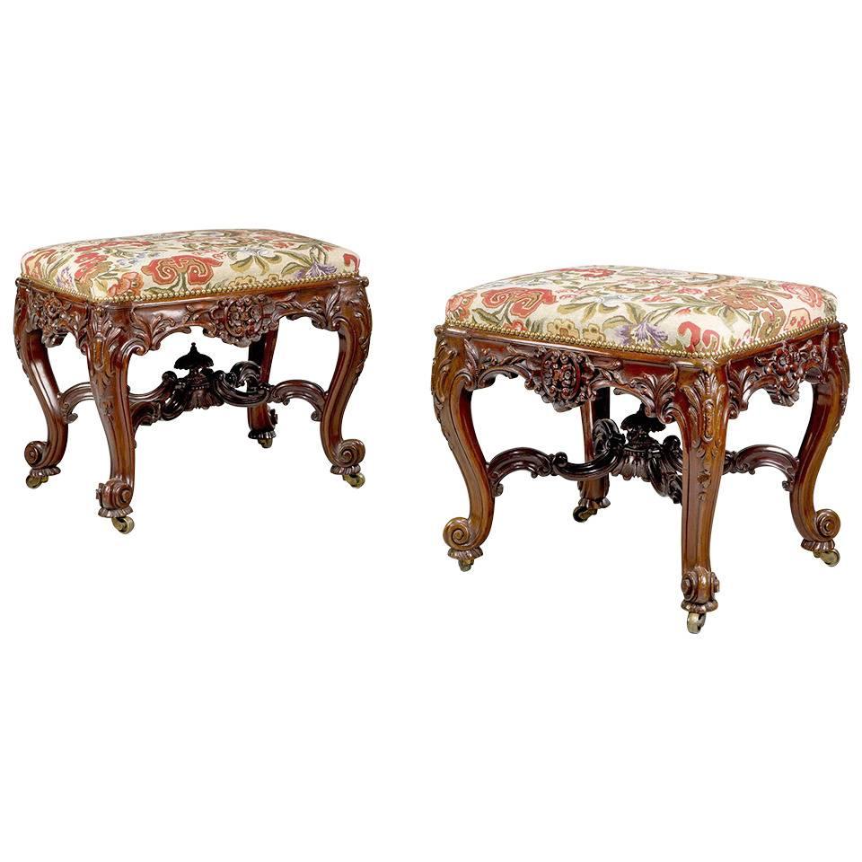 Exceptional Pair of 19th Century Stools For Sale