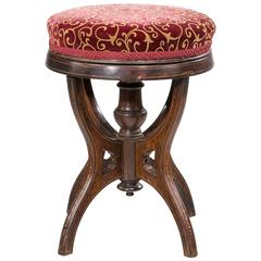 Antique Late 19th Century Rosewood Revolving Piano Stool