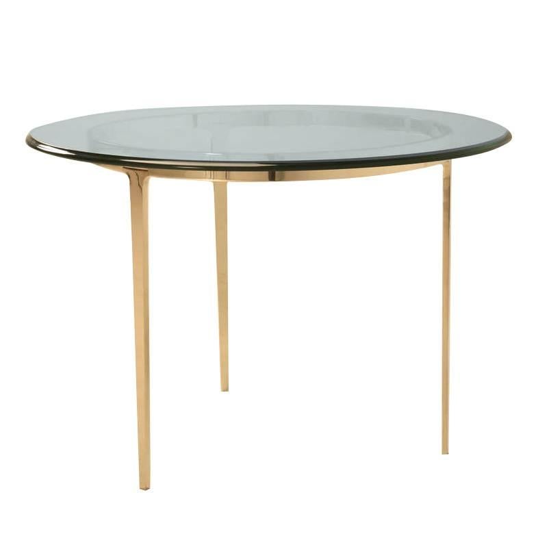 Mid-Century Modern Round Center Hall Table in Bronze or Brass  For Sale