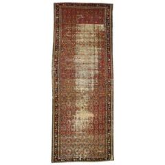 Distressed Antique Persian Malayer Gallery Rug, Wide Persian Runner 10