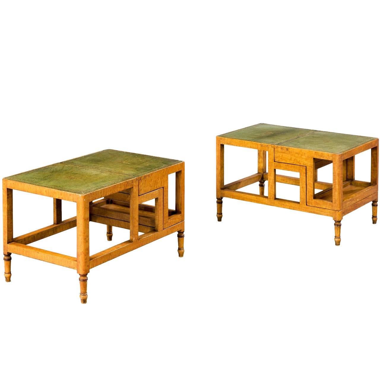 Pair of Satin Beech Library Steps