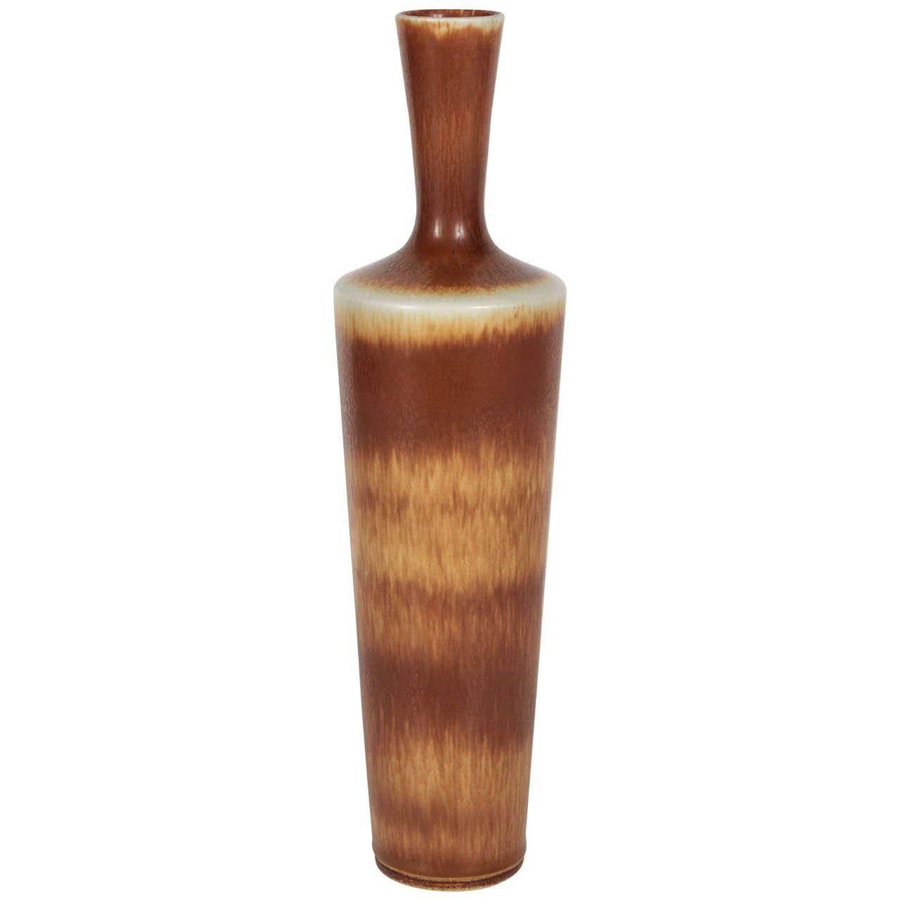 Tall Haresfur Glaze Vase by Berndt Friberg for Gustavsberg For Sale