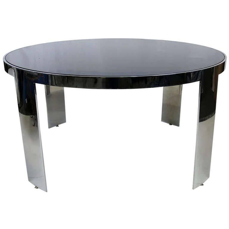 Large-Scale Polished Nickel Dining Table by Pace