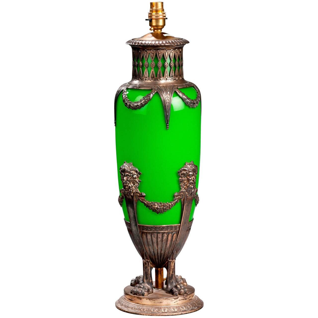 19th century Single Art Nouveau Opaline Lamp