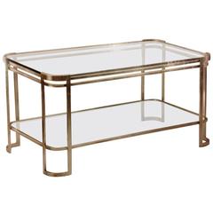 Used Elegant Italian Silver Leaf Double Level Cocktail Table