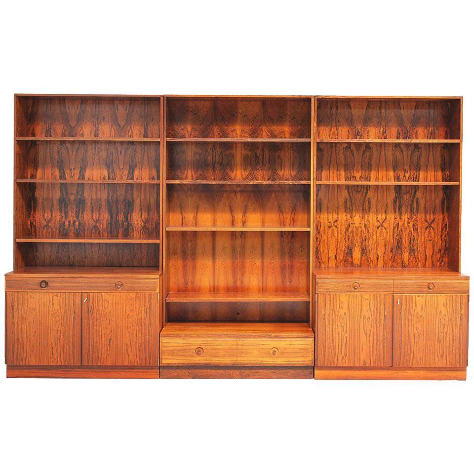Three-Part Rosewood Bookcase by Bertil Fridhagen For Sale