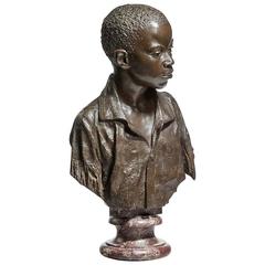 Antique 19th Century Modelled Bust of a Negro