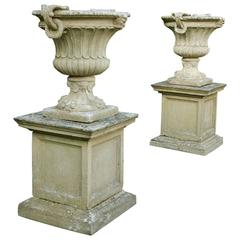 Pair of Late 19th Century Urns on Stands
