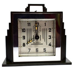 French 1930s Art Deco Green Bakelite Clock by Blangy