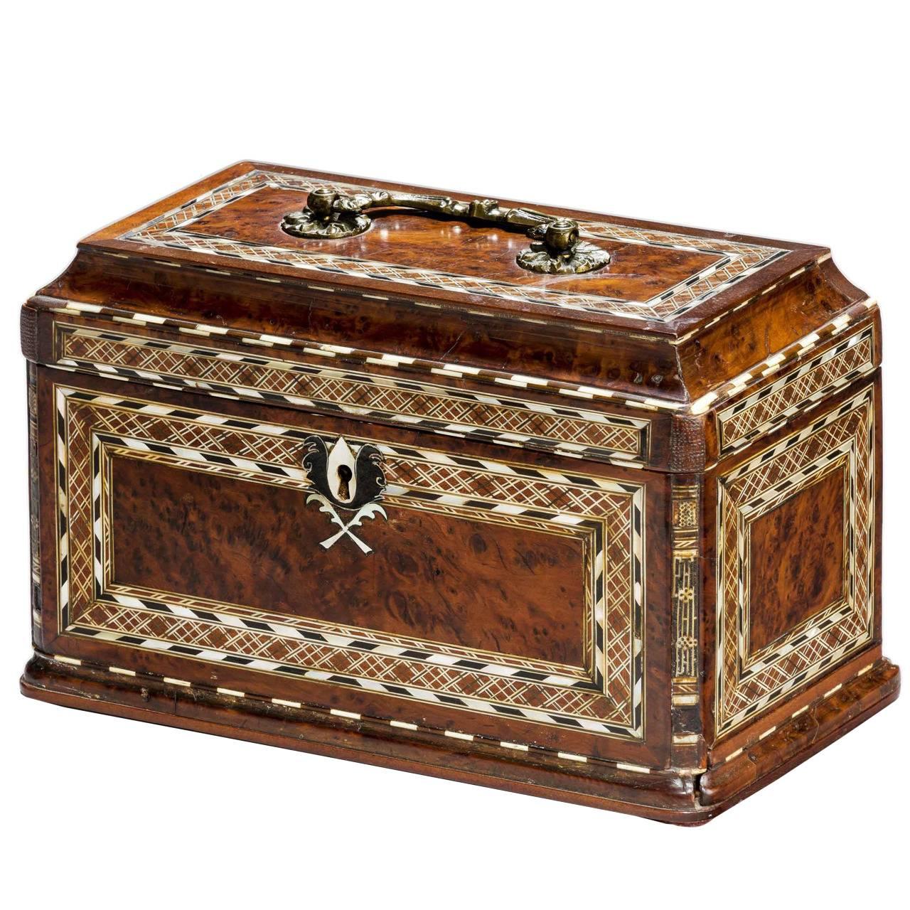 Early 19th Century Burr Yew Wood Tea Caddy