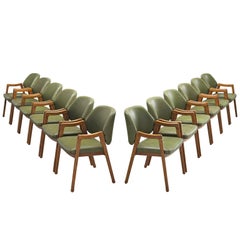 Ico Parisi Large Set of Olive Green Dining Chairs for Cassina