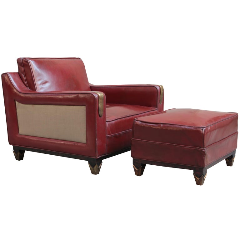 Mid Century Modern Leather Club Chair With Matching Ottoman For Mid Century Modern Leather Club Chair With Matching Ottoman For