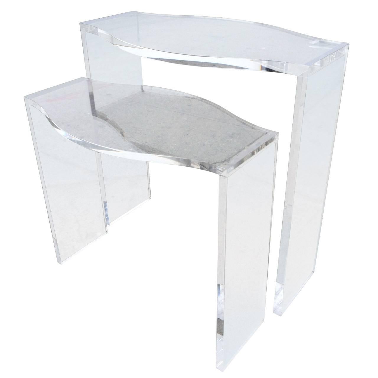 Lucite Nesting Tables by Charles Hollis Jones, "Routed Line" For Sale