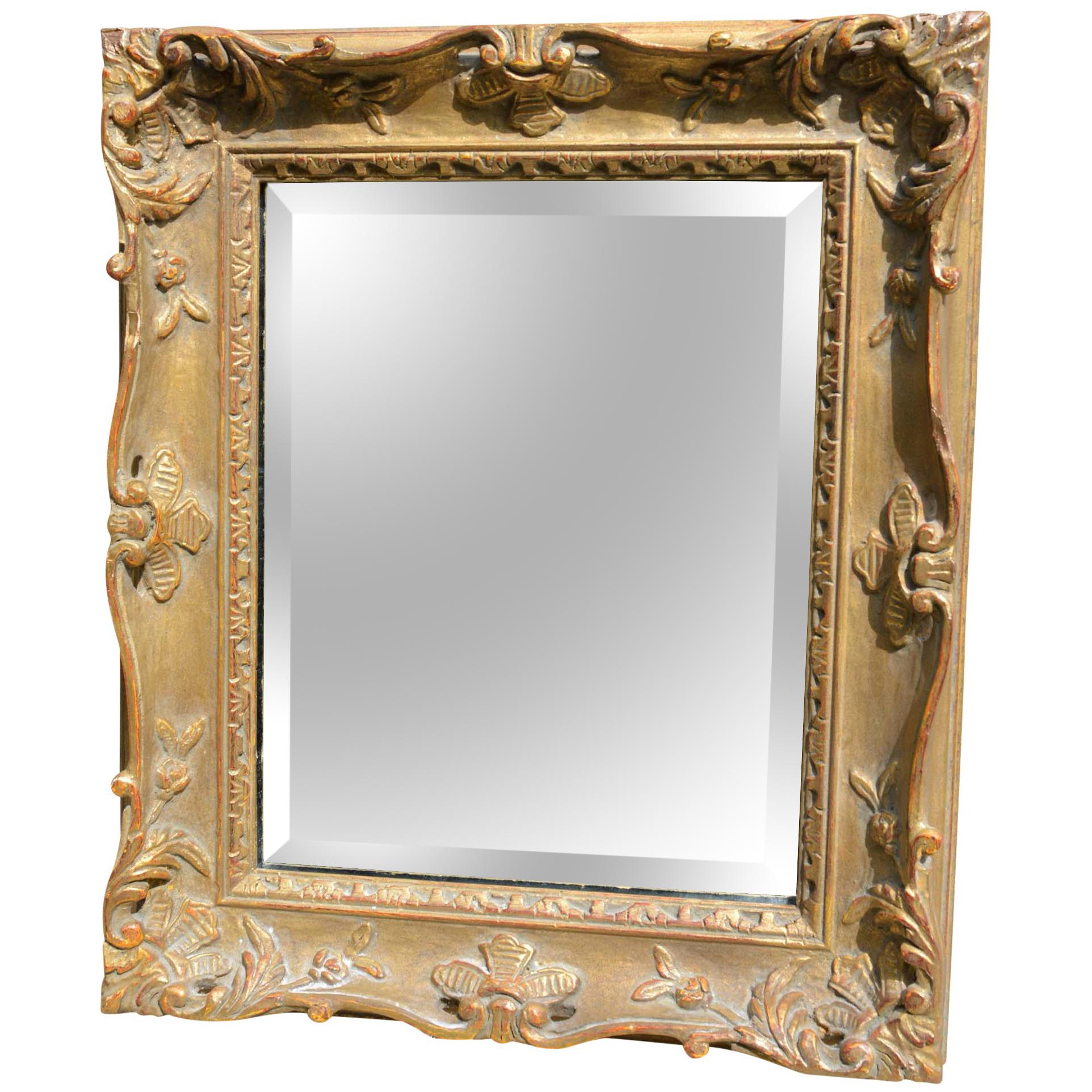 Early 19th Century Antique Rectangular Mercury Glass Mirror Red And Early 19th Century Antique Rectangular Mercury Glass Mirror Red And Gold Frame For At 1stdibs