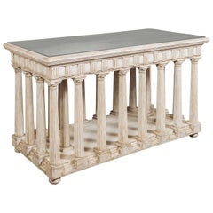 Hand-Painted and Antiqued Slate Top Architectural Center Table