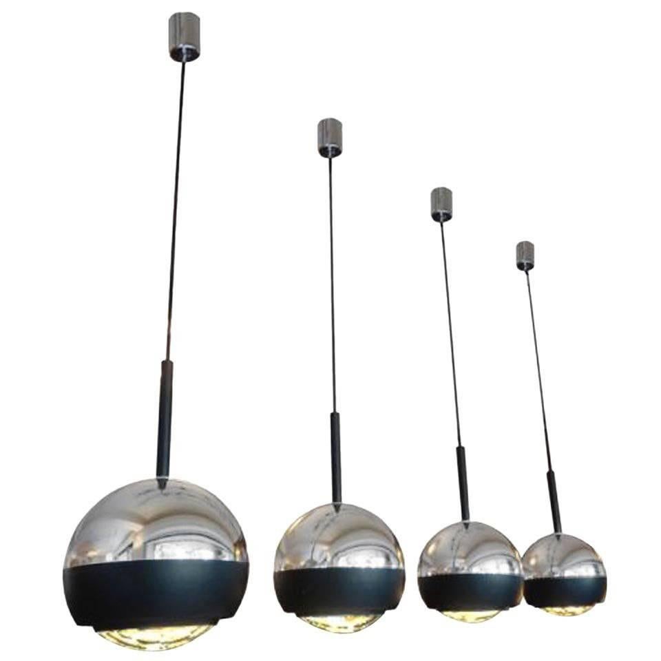 Set of Four Hanging Lamps by Stilnovo For Sale