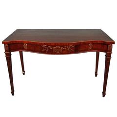 English Mahogany Adam Style Serpentine Console Table with Drawer