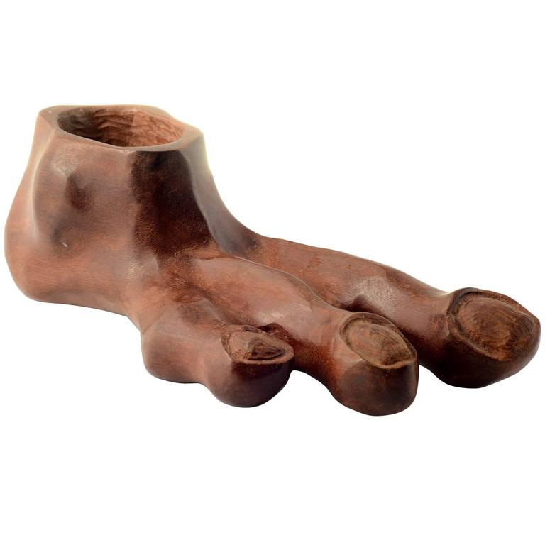 Three Finger Feet Wood Sculpture For Sale at 1stdibs