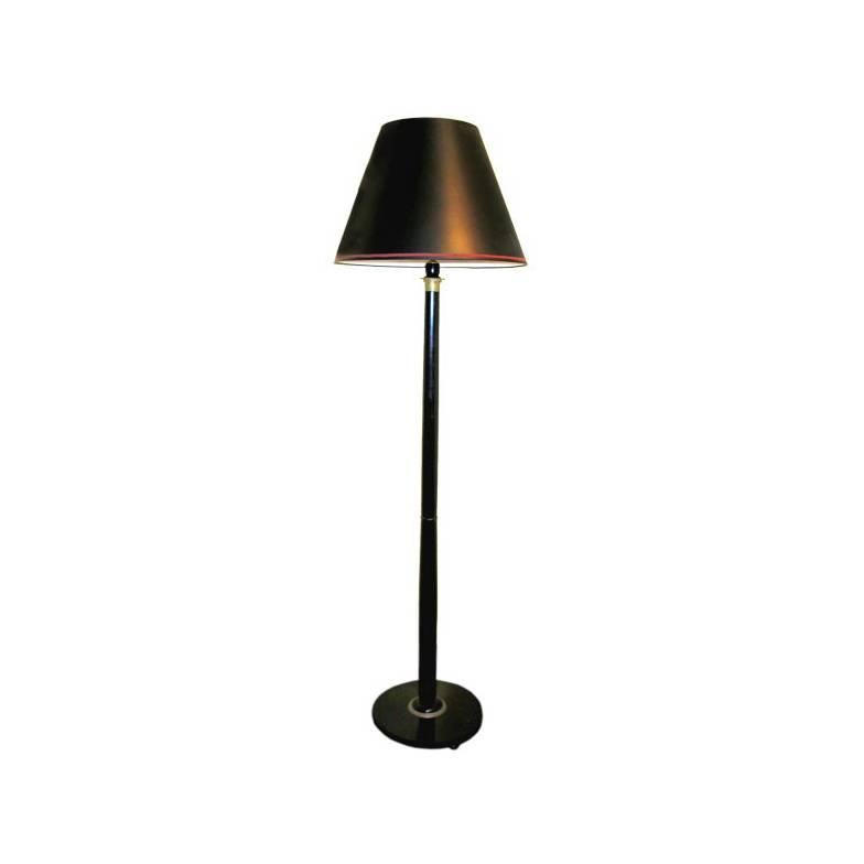French Mid-Century Modern Neoclassical Ebonized and Gilt Bronze Floor Lamp For Sale