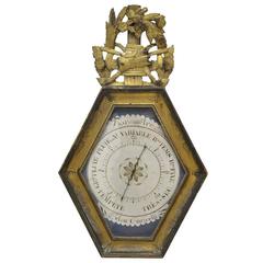 18th Century French Louis XVI Carved Gold Leaf Hexagonal Barometer 7
