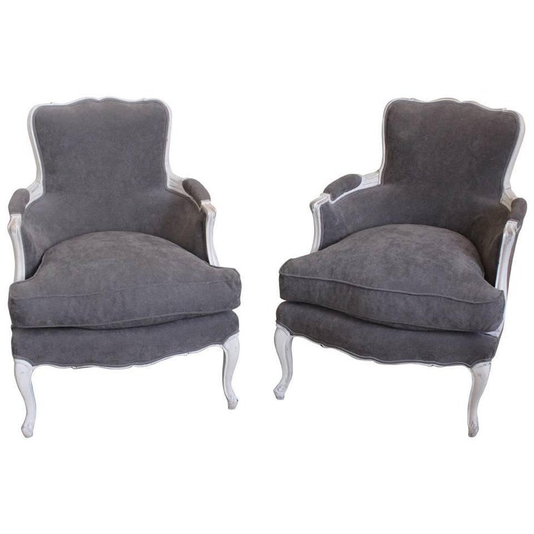 Pair of French Louis XV Style Bergères For Sale at 1stDibs