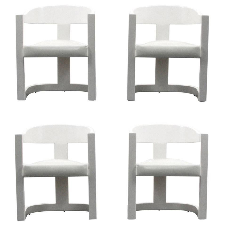 Karl Springer "Onassis" Armchairs or Dining Chairs, Set of Four For Sale