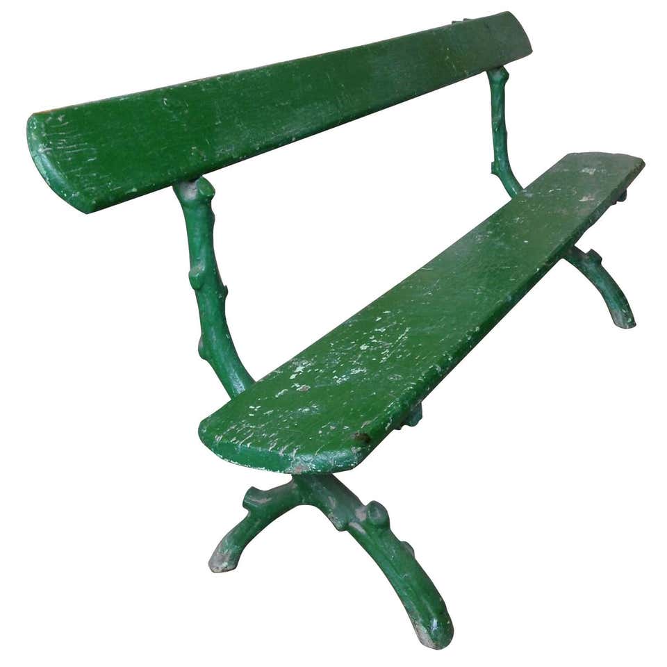 Green Painted French Park Bench at 1stDibs