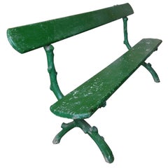 Antique Green Painted French Park Bench